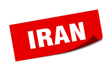 Iran sticker. Iran red square peeler sign