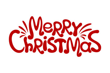 Merry Christmas red inscription on a white background.