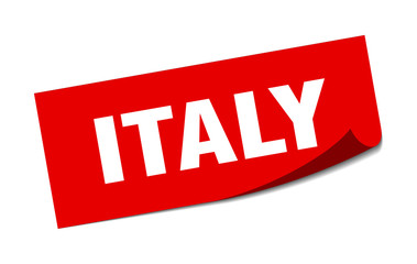 Italy sticker. Italy red square peeler sign