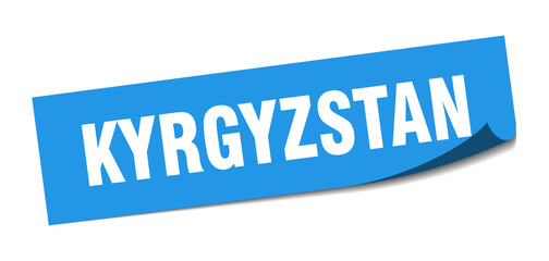 Kyrgyzstan sticker. Kyrgyzstan blue square peeler sign