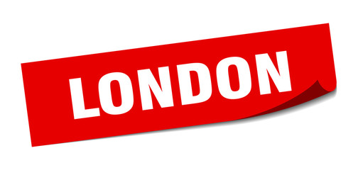 London sticker. London red square peeler sign