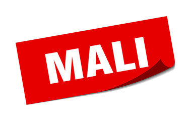 Mali sticker. Mali red square peeler sign
