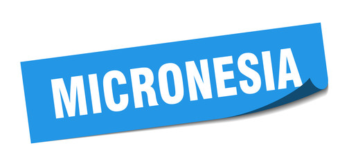 Micronesia sticker. Micronesia blue square peeler sign