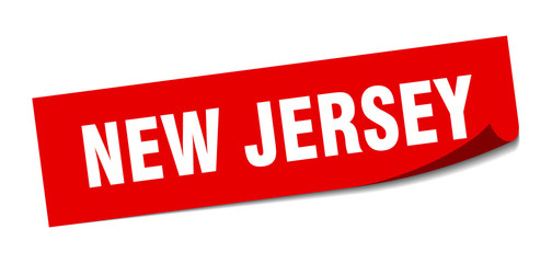 New Jersey sticker. New Jersey red square peeler sign