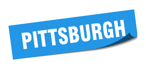 Pittsburgh sticker. Pittsburgh blue square peeler sign