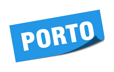 Porto sticker. Porto blue square peeler sign