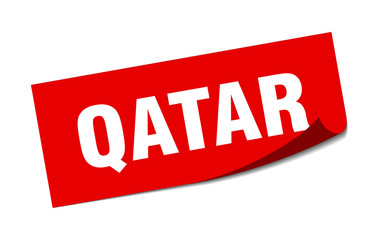 Qatar sticker. Qatar red square peeler sign