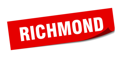 Richmond sticker. Richmond red square peeler sign