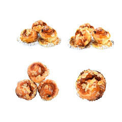 Almond Cupcakes isolated on white background