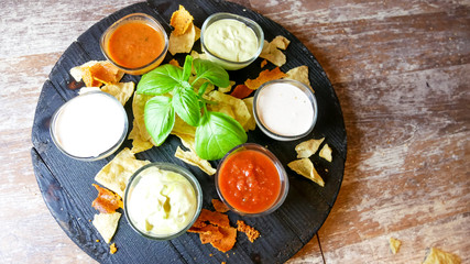 Sauce on a restaurant table