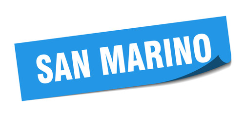 San Marino sticker. San Marino blue square peeler sign
