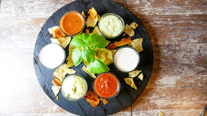 Sauce on a restaurant table