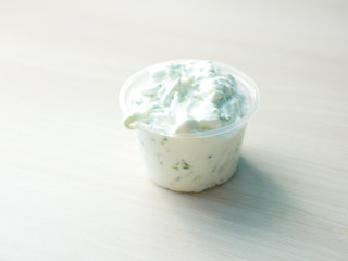 Sauce on a restaurant table