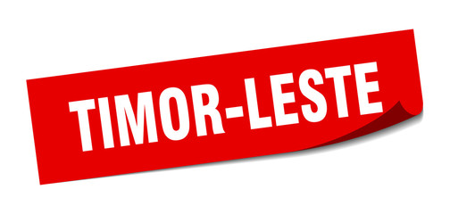 Timor-Leste sticker. Timor-Leste red square peeler sign
