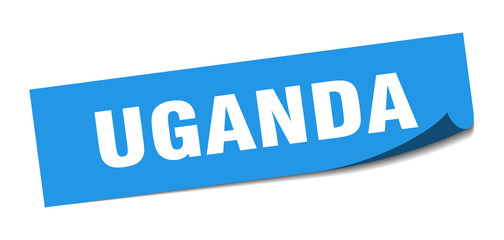 Uganda sticker. Uganda blue square peeler sign