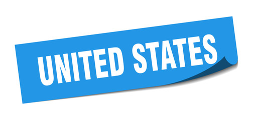 United States sticker. United States blue square peeler sign