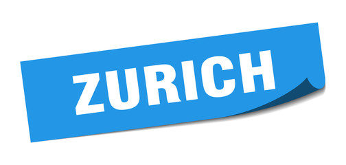 Zurich sticker. Zurich blue square peeler sign