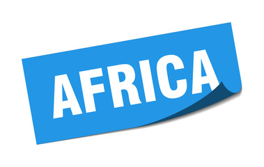 Africa sticker. Africa blue square peeler sign