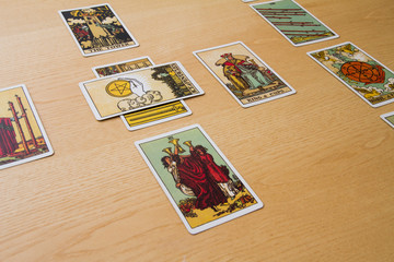 Fototapeta na wymiar Tarot cards spread