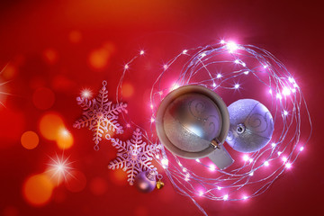 Luci e decorazioni e stelle del Natale