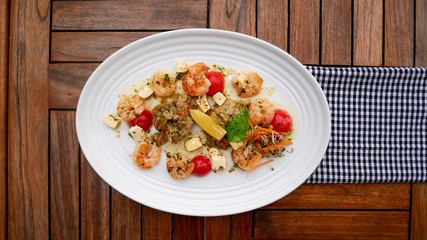 Seafood on a restaurant table