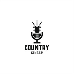 Country Singer Music Western Vintage Retro Saloon Bar Cowboy logo design