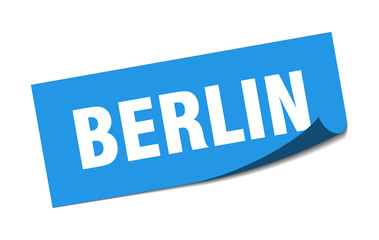 Berlin sticker. Berlin blue square peeler sign