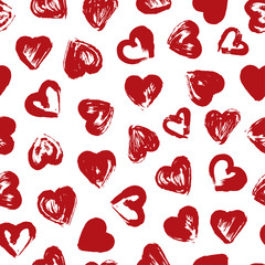 Grunge Hearts seamless pattern. Love. Valentine's Day background