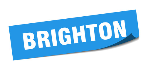 Brighton sticker. Brighton blue square peeler sign