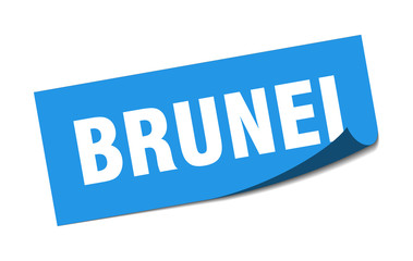 Brunei sticker. Brunei blue square peeler sign