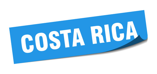 Costa Rica sticker. Costa Rica blue square peeler sign