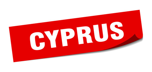 Cyprus sticker. Cyprus red square peeler sign