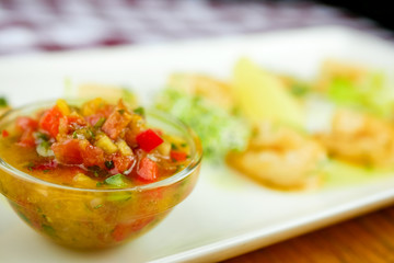 Seafood on a restaurant table