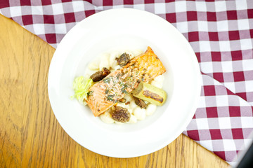Seafood on a restaurant table