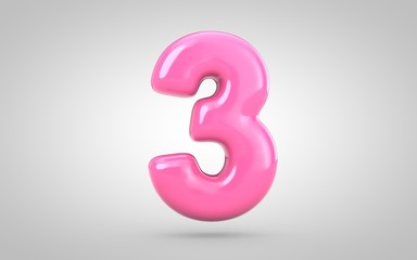 Bubble Gum number 3 isolated on white background.