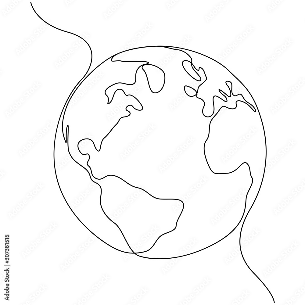 Wall mural One line style world. Simple modern minimaistic style vector.