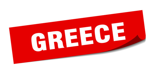 Greece sticker. Greece red square peeler sign