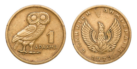 Coin 1 drachma. Greece. 1973