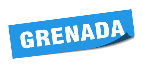 Grenada sticker. Grenada blue square peeler sign