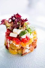 vegetable salad with feta cheese in a restaurant 