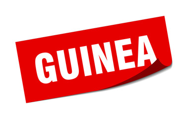 Guinea sticker. Guinea red square peeler sign
