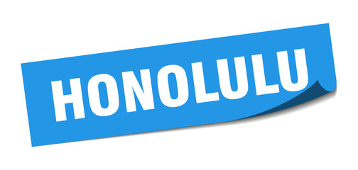 Honolulu sticker. Honolulu blue square peeler sign