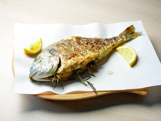 Seafood on a restaurant table