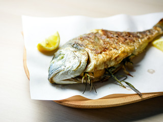 Seafood on a restaurant table
