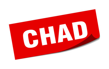 Chad sticker. Chad red square peeler sign