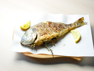 Seafood on a restaurant table