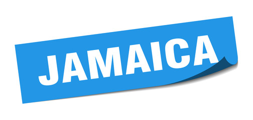 Jamaica sticker. Jamaica blue square peeler sign
