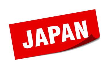 Japan sticker. Japan red square peeler sign