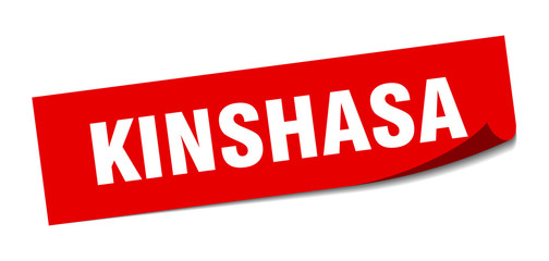 Kinshasa sticker. Kinshasa red square peeler sign