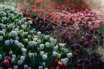 Close up of purple tulips in the garden